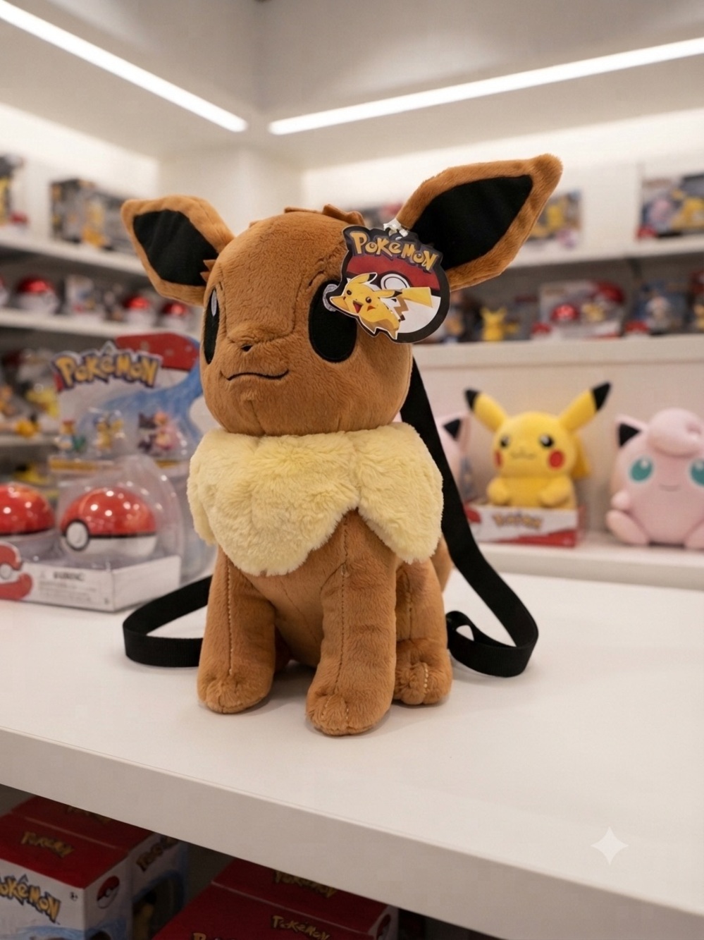 NWT Authentic Eevee Plush Backpack – Cute & Soft Pokémon Character Bag - Picture 9 of 9